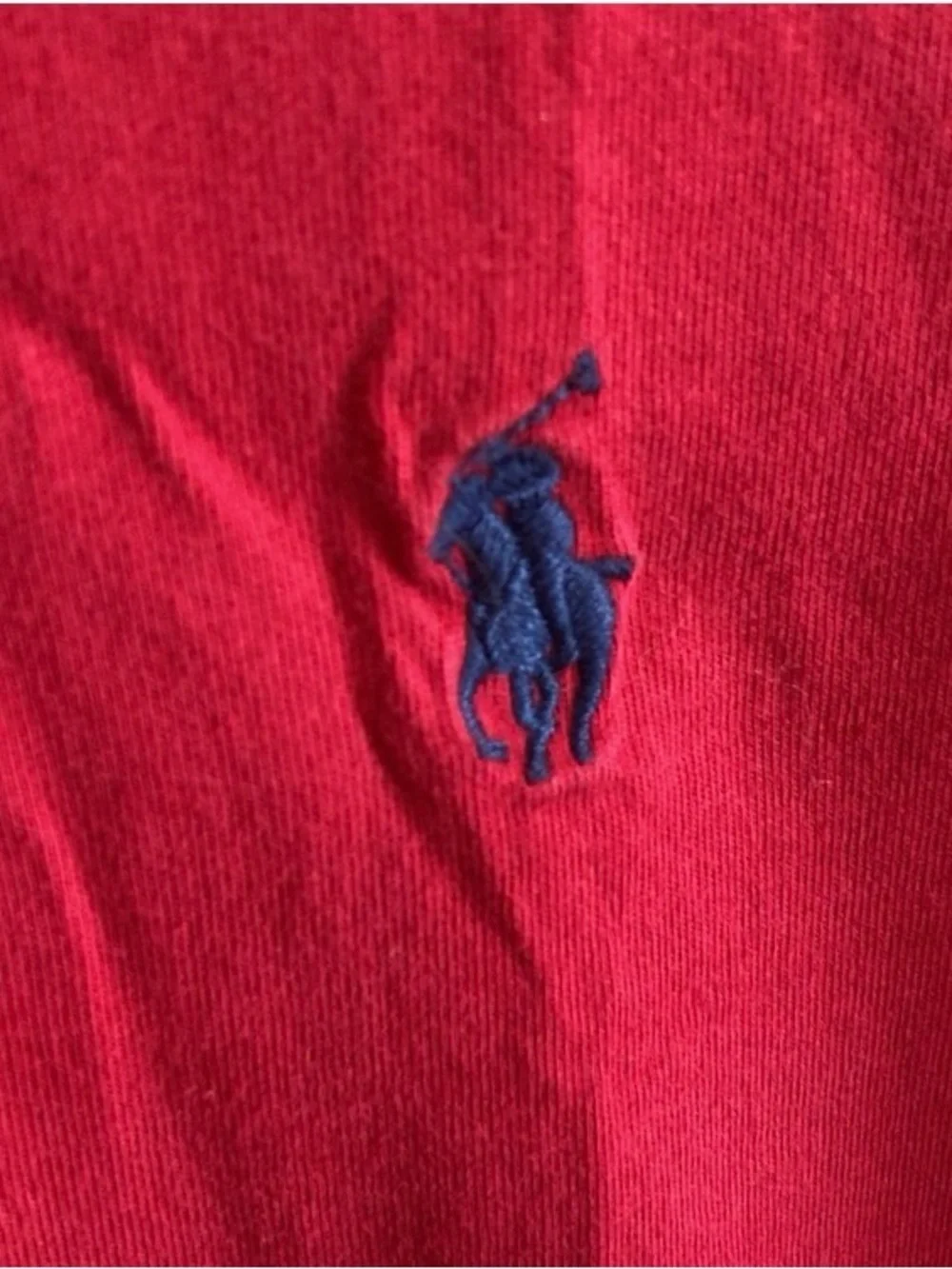 Polo by Ralph Lauren Red V‑Neck Short Sleeve Tee Navy Pony, Men’s Size Large
